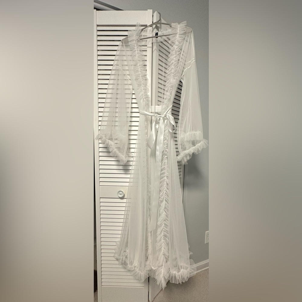 Bridal Luxurious Sheer White Robe
